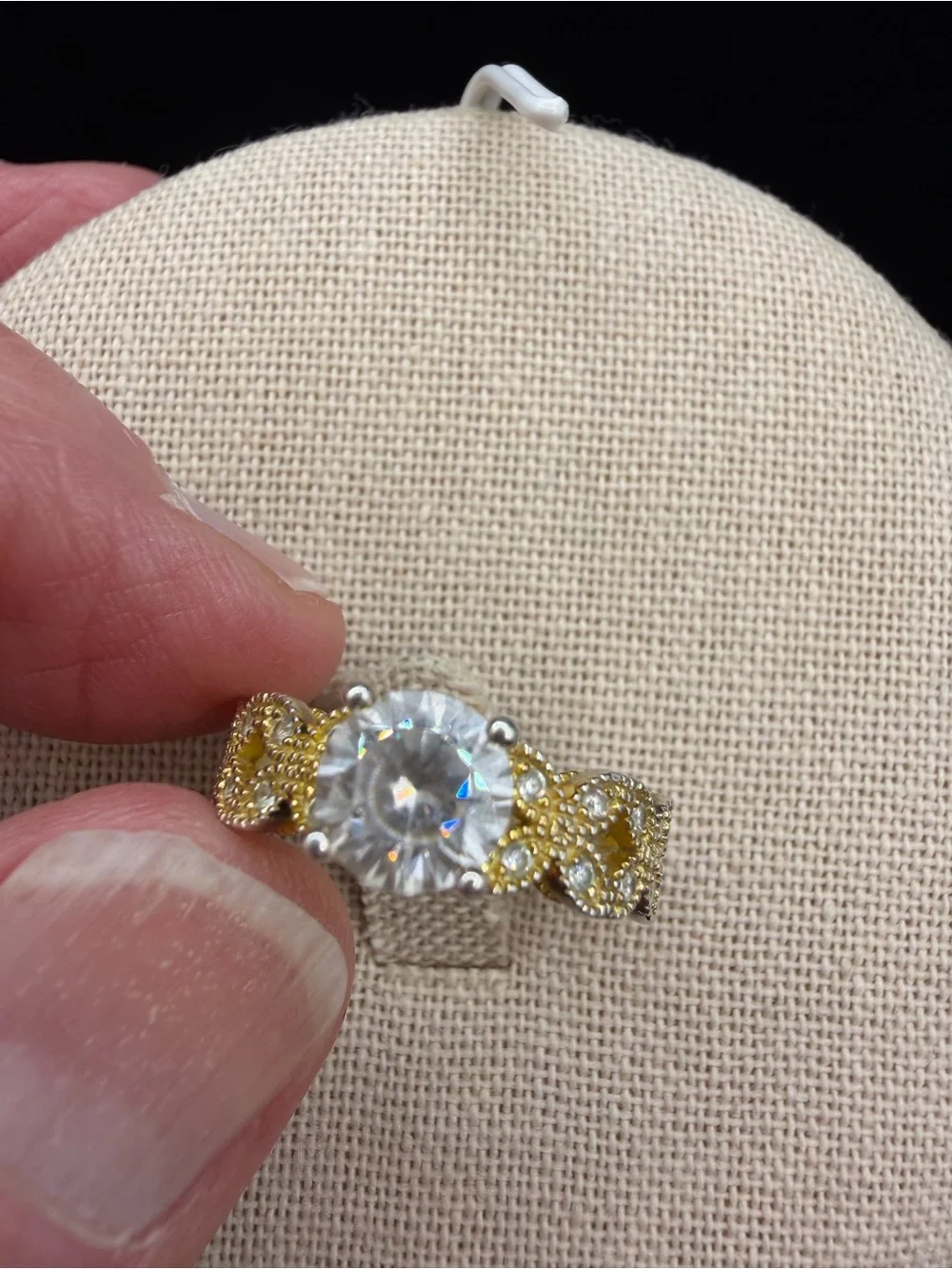 Gold & Silver Toned Cubic Zirconia S925 Ring Size 7